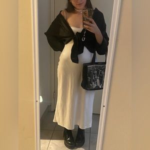 Zara satin effect slip dress in white